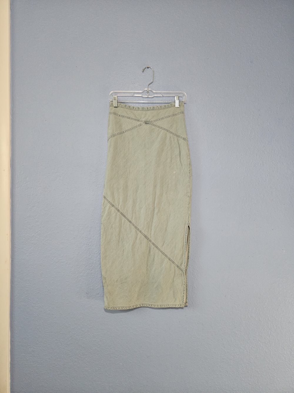 Free People Light Wash Midi Skirt